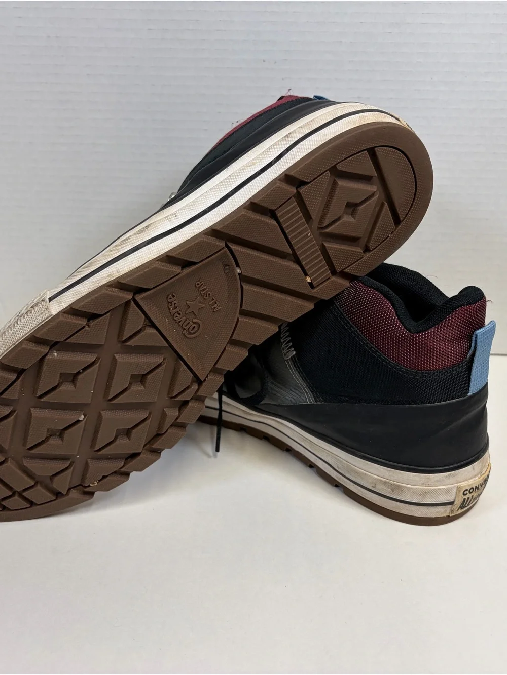 Converse Black and Burgundy High-Top Sneakers